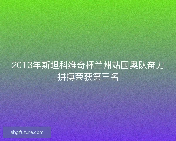 2013年斯坦科维奇杯兰州站国奥队奋力拼搏荣获第三名
