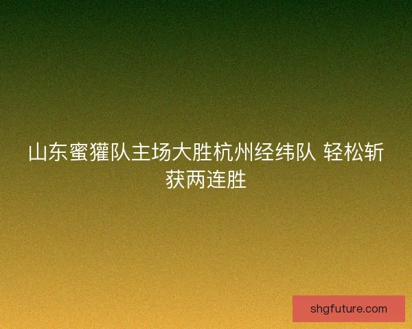 山东蜜獾队主场大胜杭州经纬队 轻松斩获两连胜