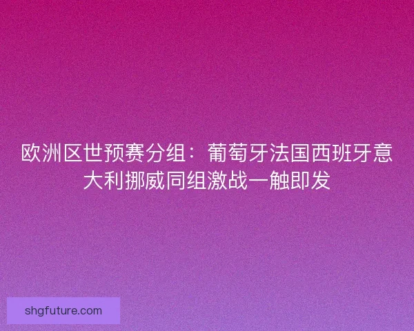欧洲区世预赛分组：葡萄牙法国西班牙意大利挪威同组激战一触即发